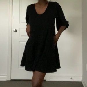 Black A-line Mini Cotton Dress